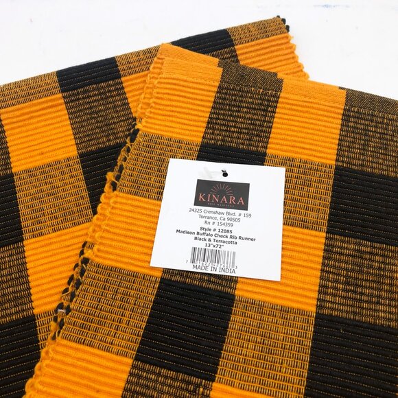 Kinara Madison Buffalo Check Black and Terracotta Table Runner 13x72 inches - Picture 2 of 2